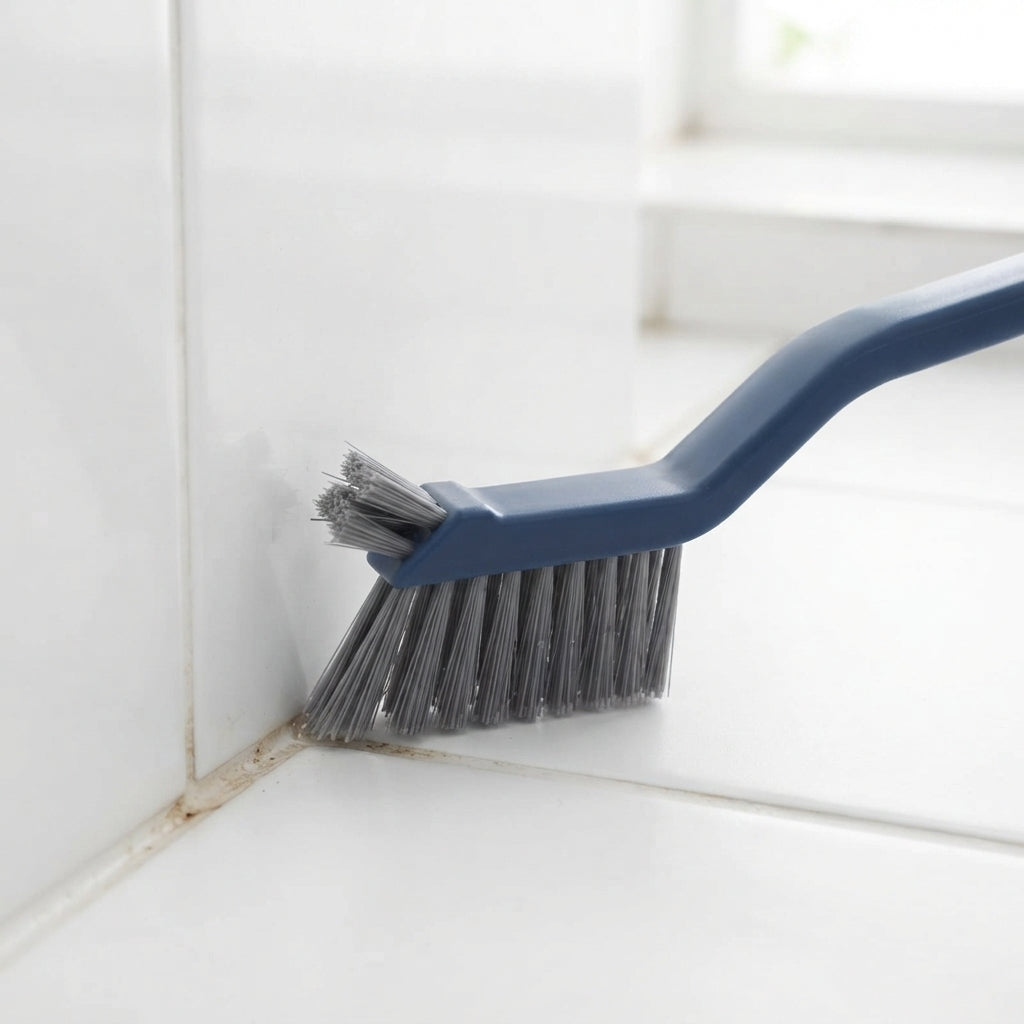 Brosse à joints et coins 2-en-1 à poils en V pour carrelage et salle de bain