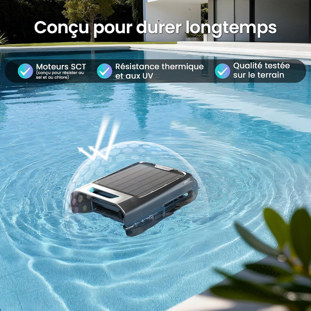 Aiper EcoSurfer S2 flottant à la surface d'une piscine