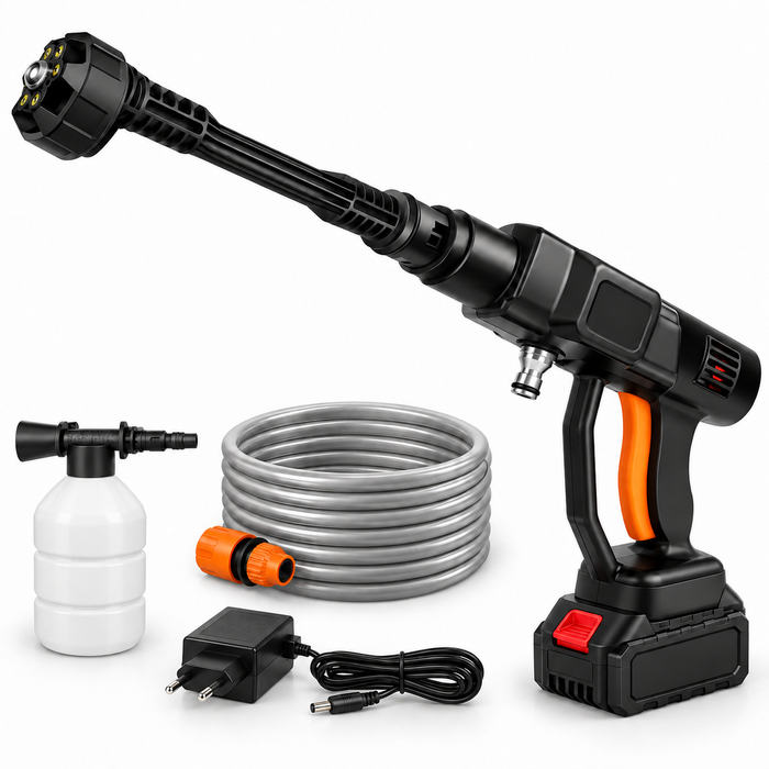 Nettoyeur haute pression sans fil 150 bars, buse 6 en 1, batterie 3 Ah, pour voiture, terrasse et jardin